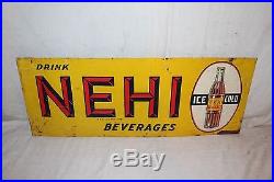 Vintage 1930's Nehi Soda Pop Bottle Gas Station 29 Embossed Metal Sign