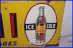 Vintage 1930's Nehi Soda Pop Bottle Gas Station 29 Embossed Metal Sign