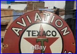 Vintage 1930's Old Antique Rare Aviation Texaco Oil Porcelain Enamel Sign Board