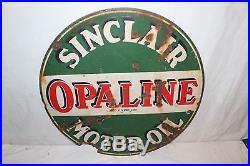 Vintage 1930's Sinclair Opaline Motor Oil 2 Sided 24 Porcelain Metal Sign