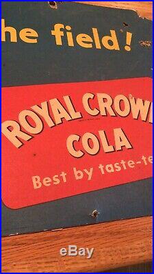 Vintage 1930s 40s Royal Crown RC Cola Soda Nehi Sign Football Nice Patina