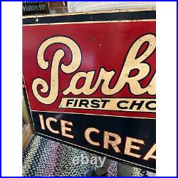 Vintage 1930s Parkin Ice Cream Advertising Double-Sided Sign Marshfield Wis