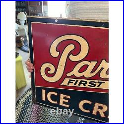 Vintage 1930s Parkin Ice Cream Advertising Double-Sided Sign Marshfield Wis