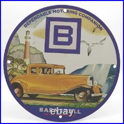Vintage 1933 Barnsdall Refinery Porcelain Enamel Gas & Oil Garage Man Cave Sign