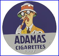 Vintage 1934 Adamas Cigarettes Porcelain Enamel Gas & Oil Garage Man Cave Sign