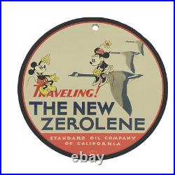 Vintage 1935 The New Zerolene Porcelain Enamel Gas & Oil Garage Man Cave Sign