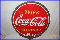 Vintage 1939 Coca Cola Soda Pop 2 Side 32 Lollipop Porcelain Metal Sign WithFrame