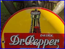 Vintage 1939 Dr. Pepper Porcelain Enamel Metal Advertising Soda Sign 12