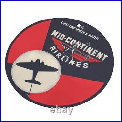 Vintage 1939 Mid-continent Airlines Porcelain Enamel Gas-oil Garage Sign