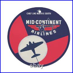 Vintage 1939 Mid-continent Airlines Porcelain Enamel Gas-oil Garage Sign
