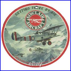 Vintage 1939 Sinclair Aircraft Porcelain Enamel Gas & Oil Garage Man Cave Sign