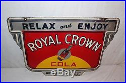 Vintage 1940 RC Royal Crown Cola Soda Pop Bottle 2 Sided 24 Metal Sign