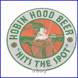 Vintage 1940 Robin Hood Beer Porcelain Enamel Gas & Oil Garage Man Cave Sign