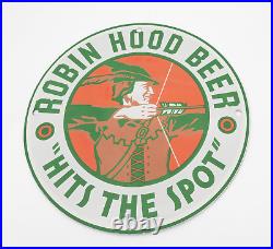 Vintage 1940 Robin Hood Beer Porcelain Enamel Gas & Oil Garage Man Cave Sign
