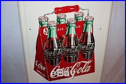 Vintage 1940's Coca Cola Soda Pop Bottle 6 Pack Gas Station 41 Metal SignNice