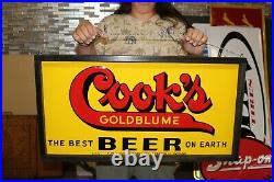 Vintage 1940's Cook's Goldblume Beer Best On Earth 29 Embossed Metal Sign NICE