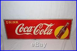 Vintage 1940's Drink Coca Cola Soda Pop Bottle Gas Station 34 Metal Sign