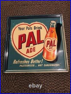 Vintage 1940's Pal Ade Soda Sign Embossed Bottle Rare