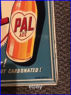 Vintage 1940's Pal Ade Soda Sign Embossed Bottle Rare