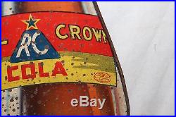 Vintage 1940's RC Royal Crown Cola Soda Pop Bottle 30 Embossed Metal Sign