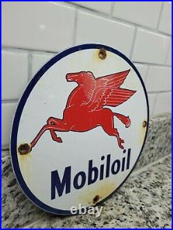 Vintage 1941 Mobil Porcelain Sign Gas Station Oil Service Peggy Horse Pump Plate