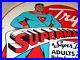 Vintage-1941-Superman-Bread-11-3-4-Porcelain-Metal-Comic-Book-Gasoline-Oil-Sign-01-ab