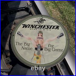 Vintage 1946 Winchester''The Big Name For Big Game'' Porcelain Gas & Oil Sign