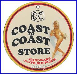 Vintage 1948 Coast To Coast Hardware Store Porcelain Enamel Gas-oil Garage Sign