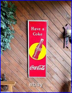 Vintage 1948 Coca-Cola Metal Advertising Sign 18 x 53 1/2