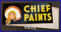 Vintage 1950-60's Chief Paints Double Sided Metal Sign new old stock never hung