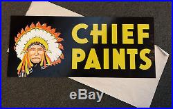 Vintage 1950-60's Chief Paints Double Sided Metal Sign new old stock never hung