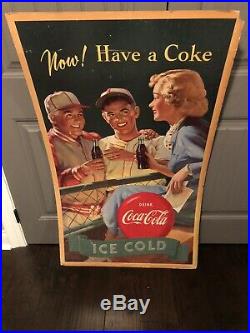 Vintage, 1950 Coca Cola Cardboard Sign, Now! Have A Coke Double Sided, Advertisi