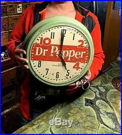 Vintage 1950 Dr Pepper Soda Pop Bubble Glass Clock Sign Works