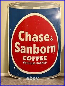 Vintage 1950's-60's CHASE & SANBORN Coffee Metal Advertising Sign 39 x 59