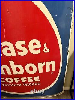 Vintage 1950's-60's CHASE & SANBORN Coffee Metal Advertising Sign 39 x 59
