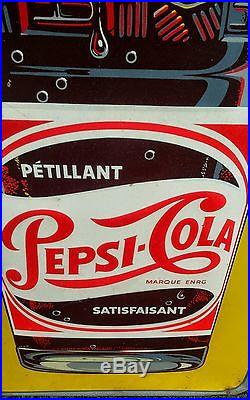 Vintage 1950's Canadian Pepsi-Cola Vertical Advertising Sign 48