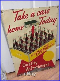 Vintage 1950's Coca Cola Coke 24 Case Authentic Advertising Sign Rare M-942