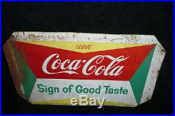 Vintage 1950's Coca Cola Soda Pop Gas Station 2 Sided 18 Metal Sign original