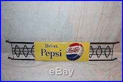 Vintage 1950's Drink Pepsi Cola Soda Pop 30 Metal Door Push Pull Bar SignNice