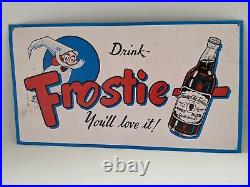 Vintage 1950's Embossed Metal Frostie Root Beer Gas Station Sign Plus Bonus