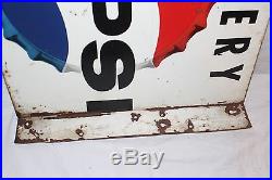 Vintage 1950's Pepsi Cola Soda Pop Grocery Store 2 Sided 18 Metal Flange Sign