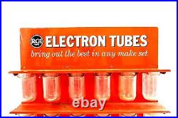 Vintage 1950's RCA ELECTRON TUBES Advertising Sign Display Rack with Glass Jars