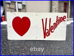 Vintage 1950's Valentines Day Wooden Advertising Sign Folk Art Aafa Trade Sign