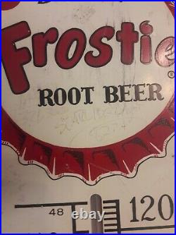 Vintage 1950s Drink Frostie Root Beer Large Metal Soda Advertising Thermometer