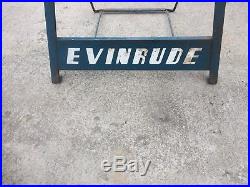 Vintage 1950s Evinrude Outboard Boat Motor Stand 35 Display Gas Oil Metal Sign