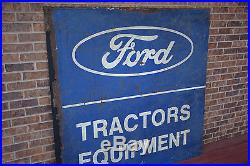 Vintage 1950s Ford Tractors Equipment 58x58 Metal Dealership Sign Farm Gas Oil