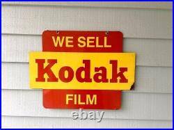 Vintage 1950s Kodak We Sell Film Double Sided Advertising Porcelain Sign 24x18
