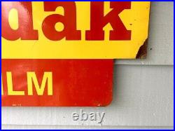 Vintage 1950s Kodak We Sell Film Double Sided Advertising Porcelain Sign 24x18