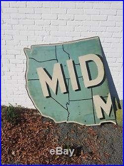 Vintage 1950s Midway Motel Wooden Highway Sign Billboard Reflective US Map
