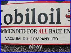 Vintage 1950s Mobiloil Double Sided Flange Advertising Sign 14 X 10